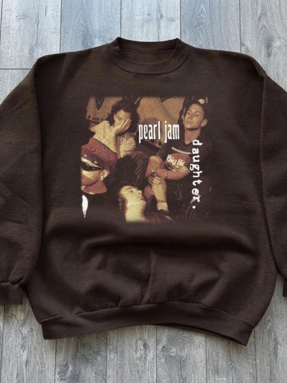 Gildan Brown Pearl Jam Daughter Graphic Sweatshirt